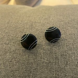 VINTAGE black and white button earrings